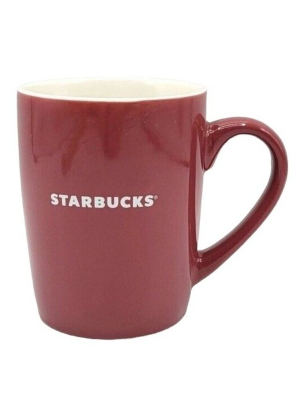 Starbucks Spell Out Logo Coffee Mug Red White 10oz Solid Color Round 2020